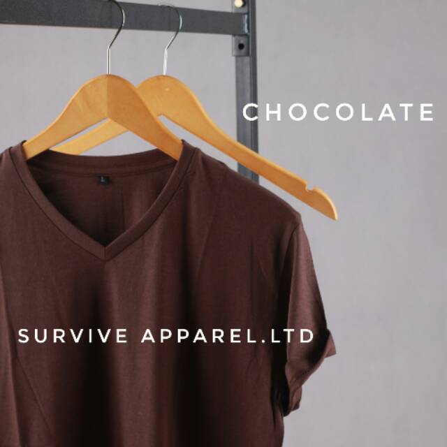 KATUN BAMBU - KAOS KATUN BAMBU COKLAT CHOCOLATE VNECK ORIGINAL MURAH - KAOS WARNA COKLAT KATUN BAMBU
