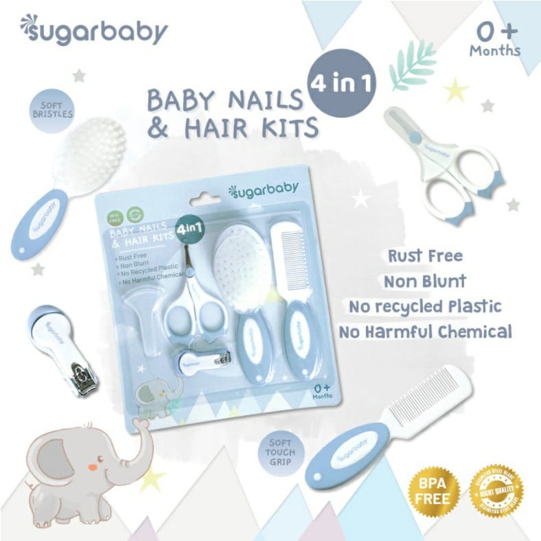 Sugar baby Manicre Set 4in1 5in1 2in1 Baby Nail &amp; Hair Kits Perlengkapan Perawatan Kuku dan Rambut Bayi  Babycare set Gunting kuku bayi Nail clippers baby Set Manicure Set Bayi Kualitas SUGARBABY GUNTING KUKU BAYI SISIR BAYI SISIR GUNTING BAYI