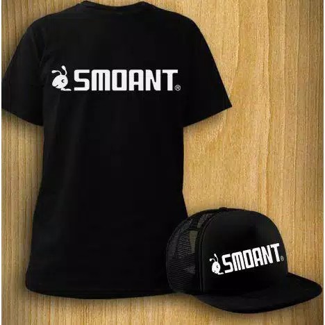 Kaos Distro SMOANT FREE TOPI logo white - black premium