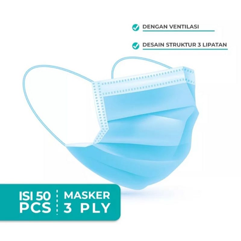 Stark Masker biru isi 50pcs earlop 3ply