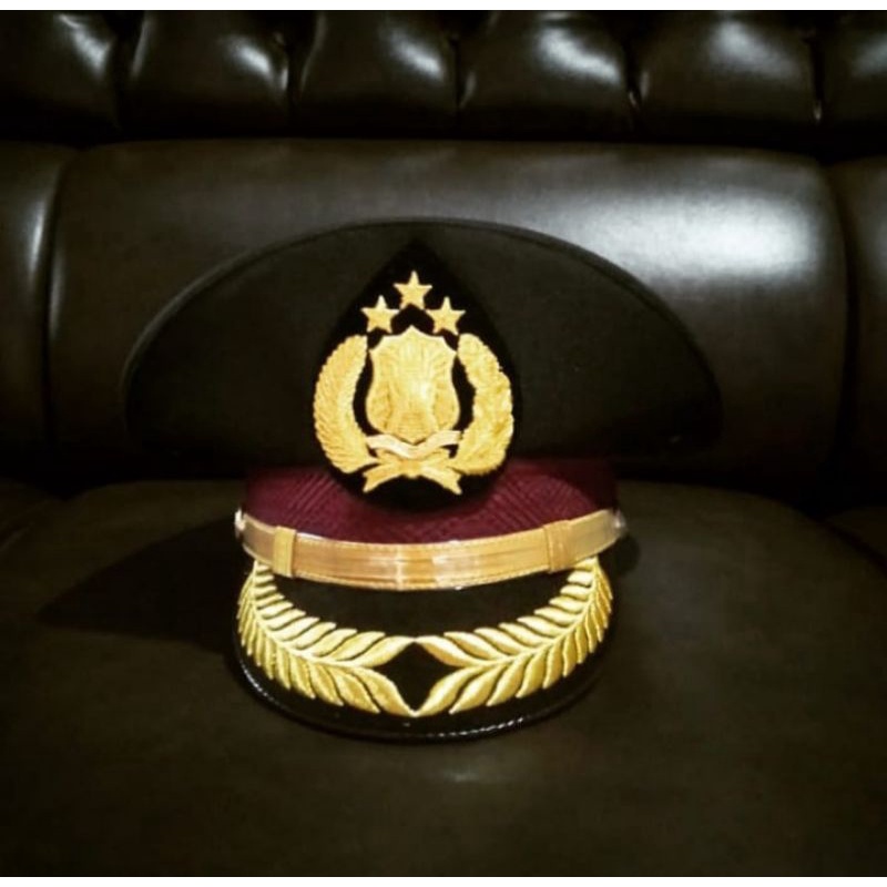 Topi pet pdh pamen polri coklat