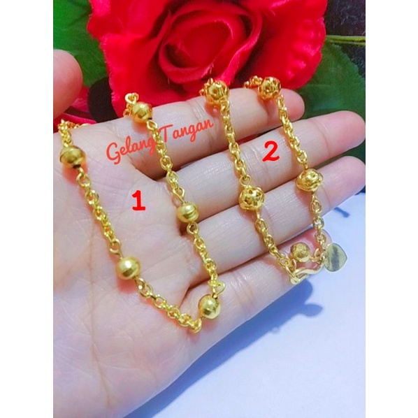 Gelang Titanium/Lapis Emas 24K/Lapis Kristal