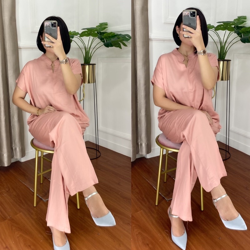 ONE SET TWILL PIYAMA SET TWILL/PAJAMAS/DAILY ONE SET/SETELAN / SETCEL / KEMEJA RAYON / RAYON TWILL-TALIA ( TWILL )