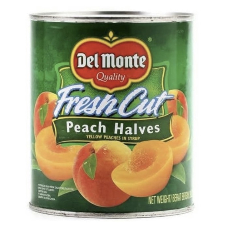 

DELMONTE fresh cut peach halves 825gr / buah peach kaleng