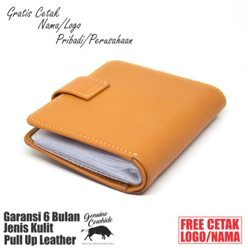 Dompet Kartu Kulit Asli Free Cetak Nama/Logo Pribadi