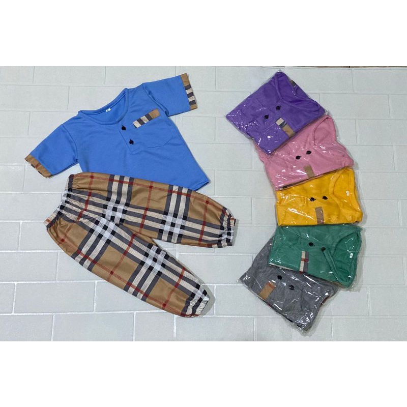 SETELAN CELANA PANJANG BURBERRY POLOS / SETCEL ANAK 1-5TH BABY TERRY