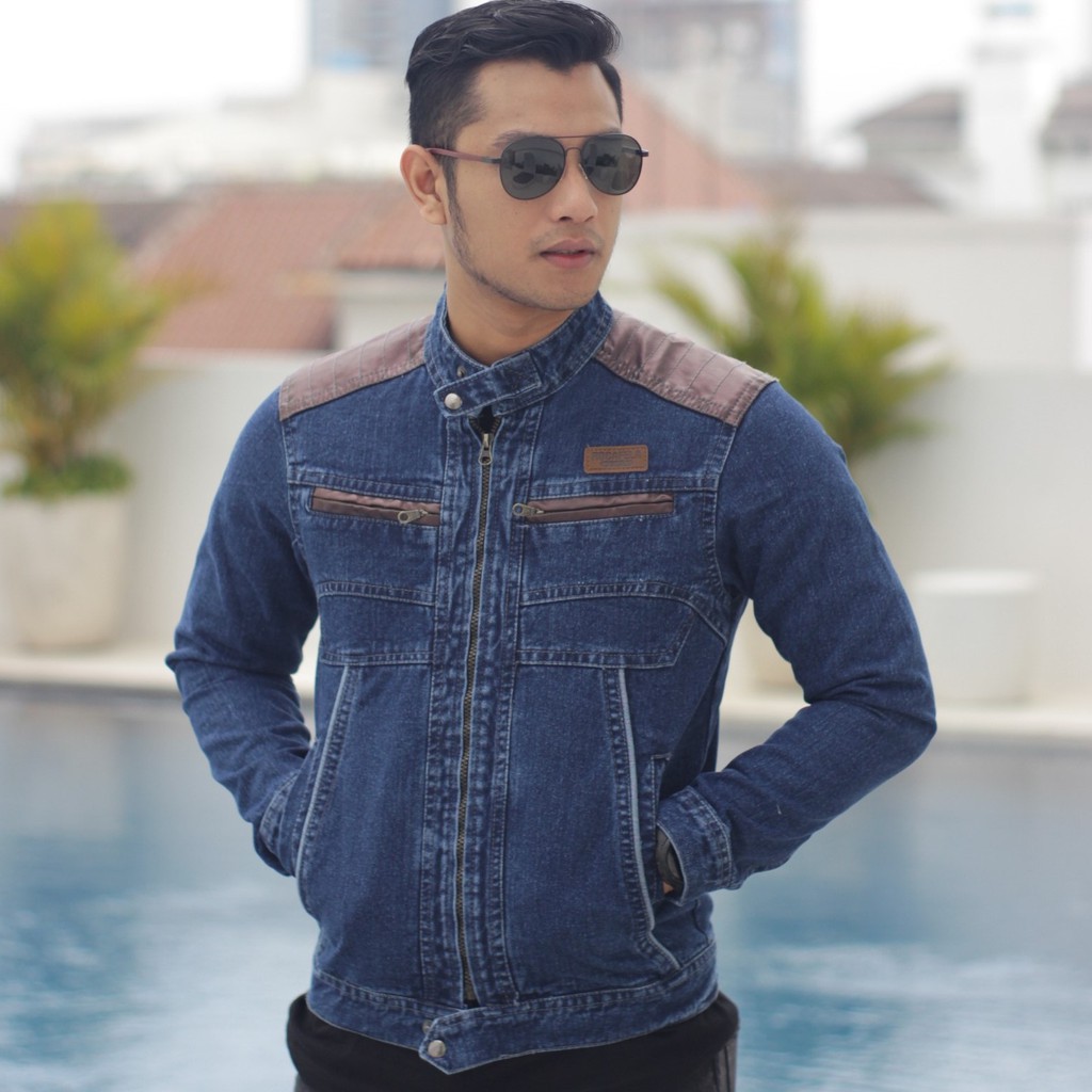 [BAYAR DI TEMPAT / COD] JAKET JEANS PRIA / JAKET DENIM ROCAFELA FJ03