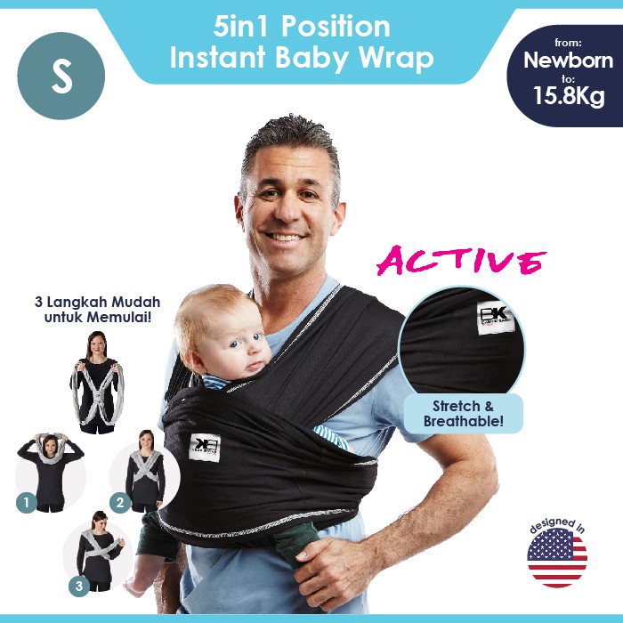 Jual Baby K'tan Baby Carrier - Active - Black Indonesia|Shopee Indonesia