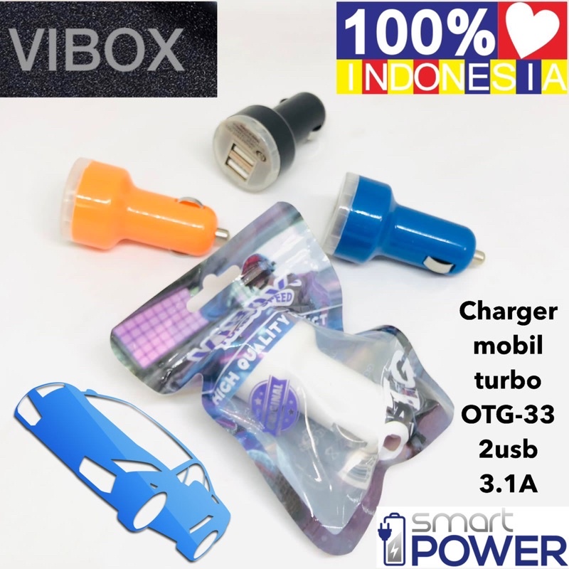 Ready VIBOX CAR CHARGER MOBIL TURBO SPEED OTG-33 2Usb 3.1A