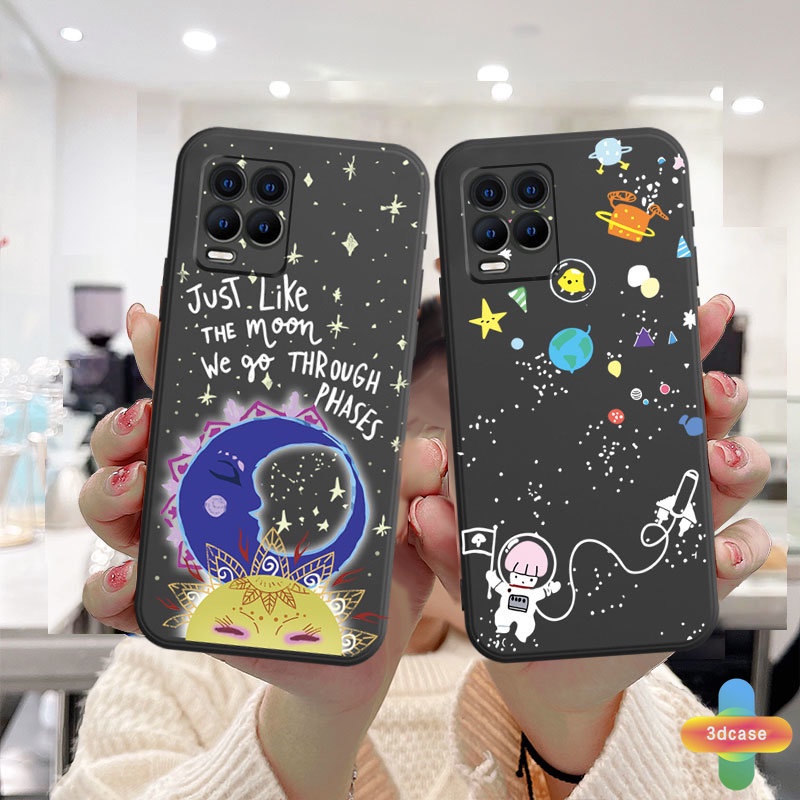 Soft TPU Case Realme C11 2021 C21Y C15 C21 C25 C20 C3 C12 C25S 5 5S 5i C17 7i C1 C31 C35 C25Y C2 C3i 6i C20A realme Narzo 20 10 10A 20A 30A A54 A15 A16 A9 A5 A7 A5S A95 A53 A33 Y12 Y20 A12 Cute Moon Pattern Anti-fall Case