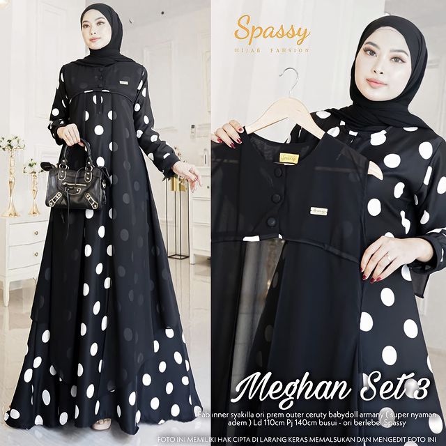 Gamis Terbaru 2021 Meghan Set / 2 in 1 Gamis + Outher Busui Friendly dan Wudhu Friendy Bahan Ceruty 