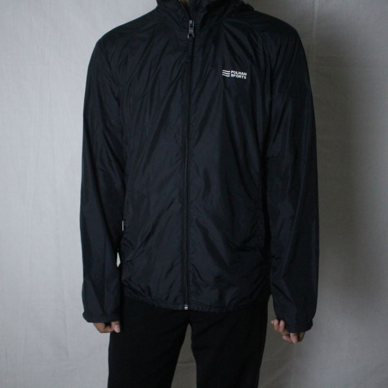 Jaket Lari Polham Sports Hitam - Running Jacket Black Thrift Second