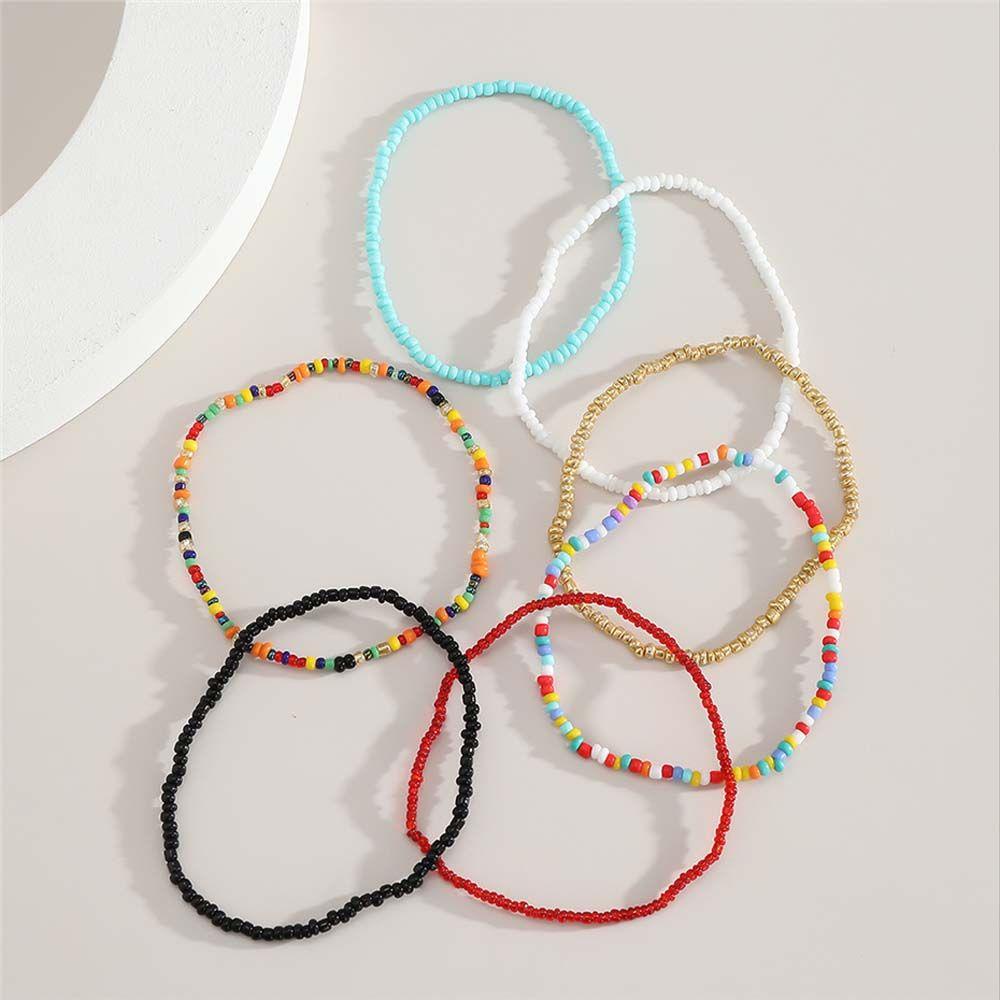 NEEDWAY Gelang Kaki Boho 7Pcs /set Kepribadian Wanita Barefoot Musim Panas Handmade Ankle Bracelets