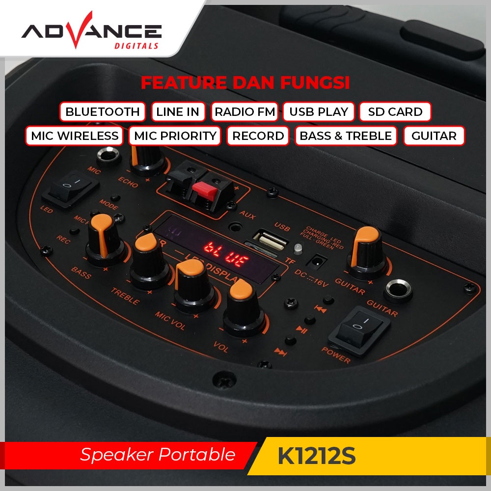 Advance Speaker 12&quot; Meeting Portable K1212S Free 2 Wireless Mic