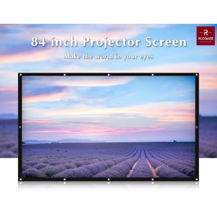 ROCKWARE 84-inch Soft Fabric Portable Foldable Projection Screen