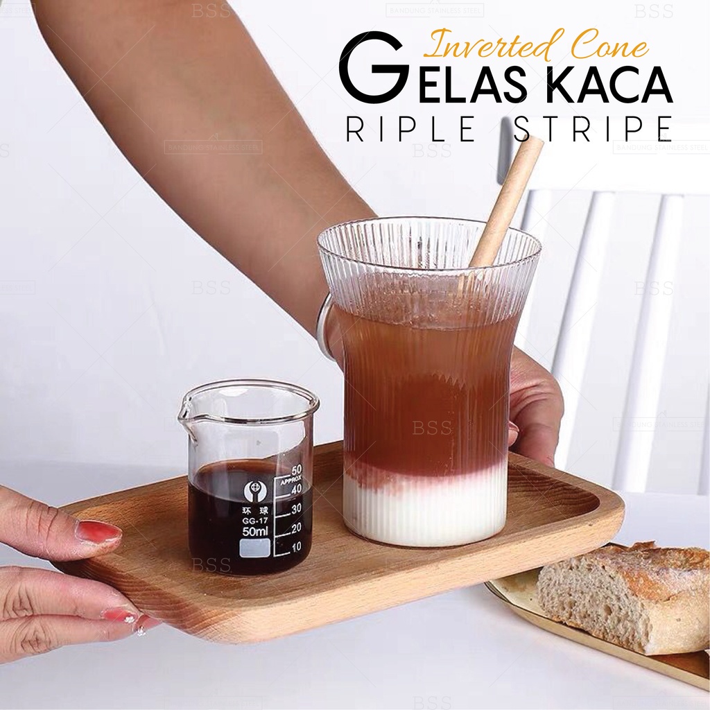 Gelas Kaca 340ml Cafe Ripple Tinggi Yo-Reum Juice Kopi Susu Aesthetic Korean Drinking Glass