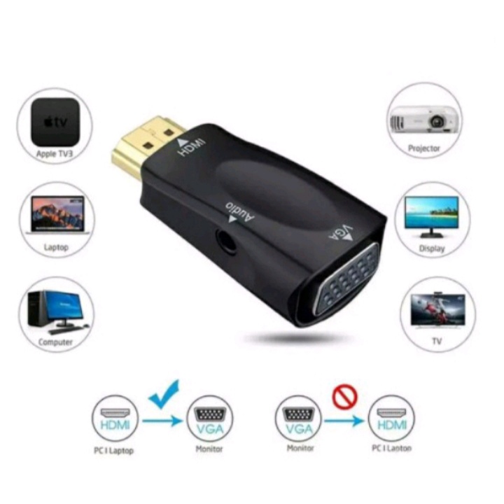 CONVERTER HDMI MALE TO VGA FEMALE FULL HD ADAPTER WITH AUDIO OUTPUT