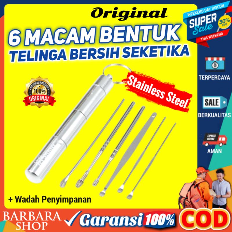 Korek Kuping Besi Set Pembersih Kotoran Telinga Stainless 6 PCS Biutte.co