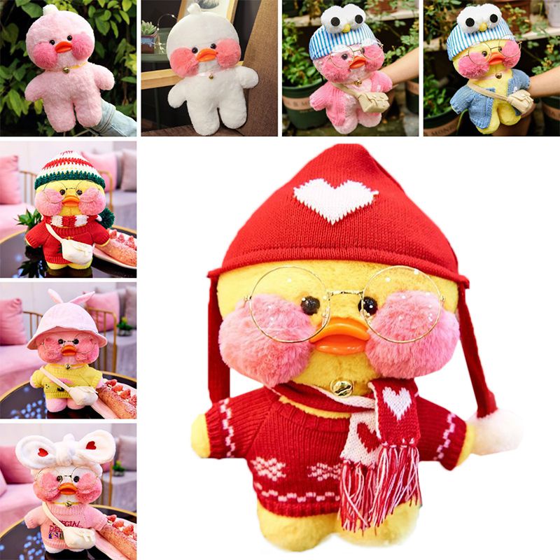 30cm Boneka bebek lalafanfan cafe Mewah duck Kuning/Pink/Putih Untuk Hadiah Anak Perempuan