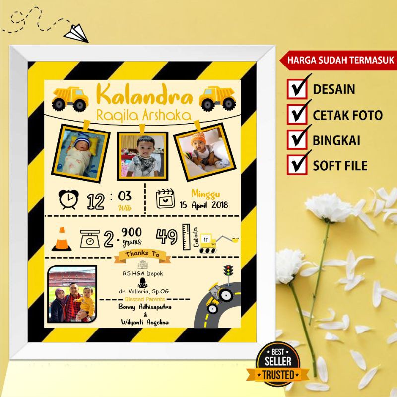 BIODATA BAYI/KADO KELAHIRAN BAYI UNIK/BINGKAI BIODATA ANAK/HADIAH KELAHIRAN
