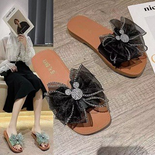 SHOEGALLERY TG1602 Sandal Flat Wanita Simple Trendy Import Motif Pita Polkadot