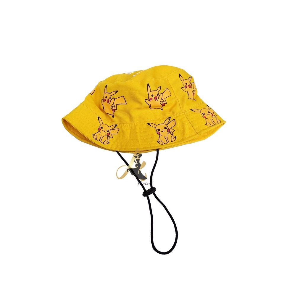 TOPI ANAK LAKI LAKI PEREMPUAN BUCKET HAT ANAK COWOK CEWEK 3 4 5 6 7 8 9 10 TAHUN KOREA 1 2 BASEBALL FASHION ANAK COWO CEWE OOTD USIA BALITA KIDS KUPLUK AKSESORIS KEPALA UMUR ANAK KADO ANAK LUCU-Pikatchu Kuning