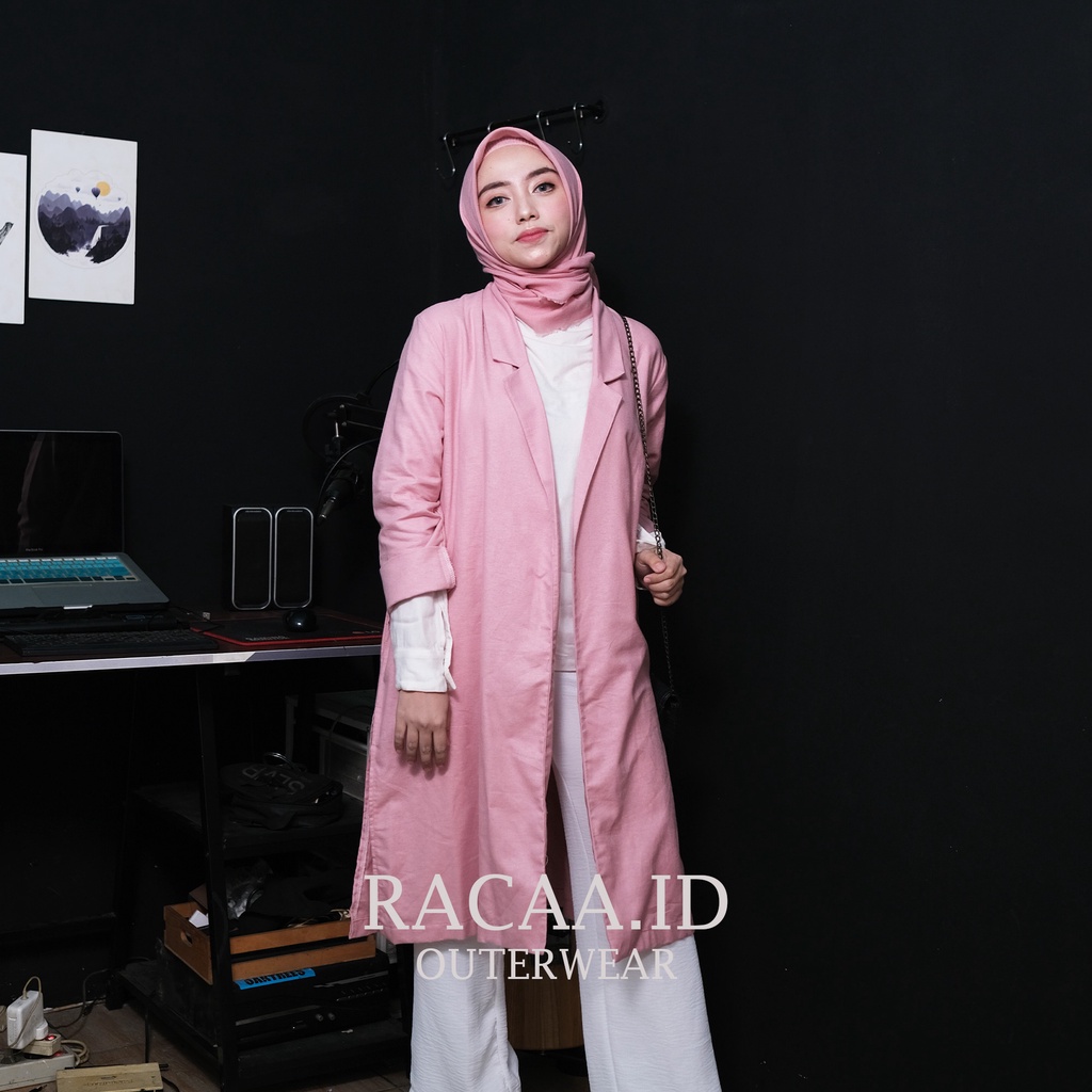 ZATRA LINEN LONG BLAZER -LONG COAT WANITA - LONG OUTER WANITA PANJANG- BLAZER WANITA KOREA -BLAZER W