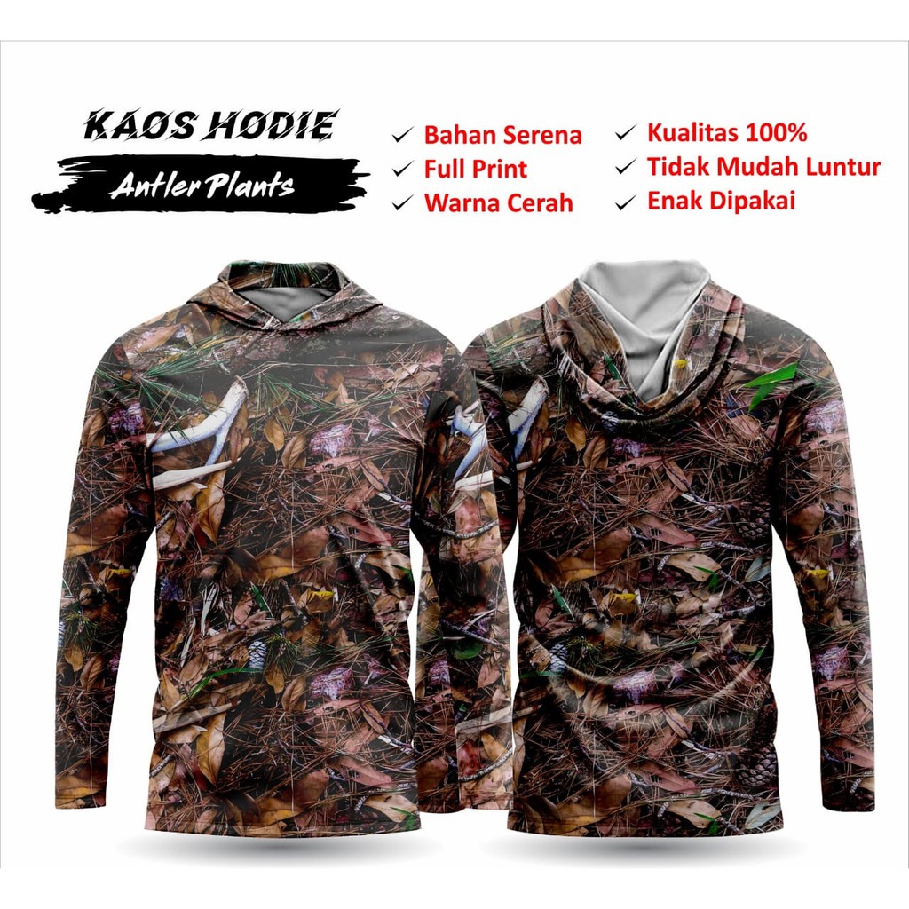 Kaos Camo Berburu Perbakin Antler Plants 3D Hoodie