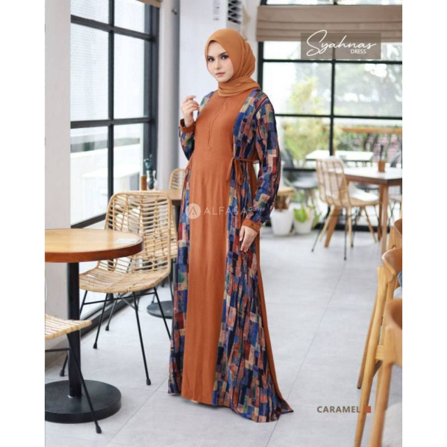 syahnas caramel √ ori Alfasa daily √ gamis rayon