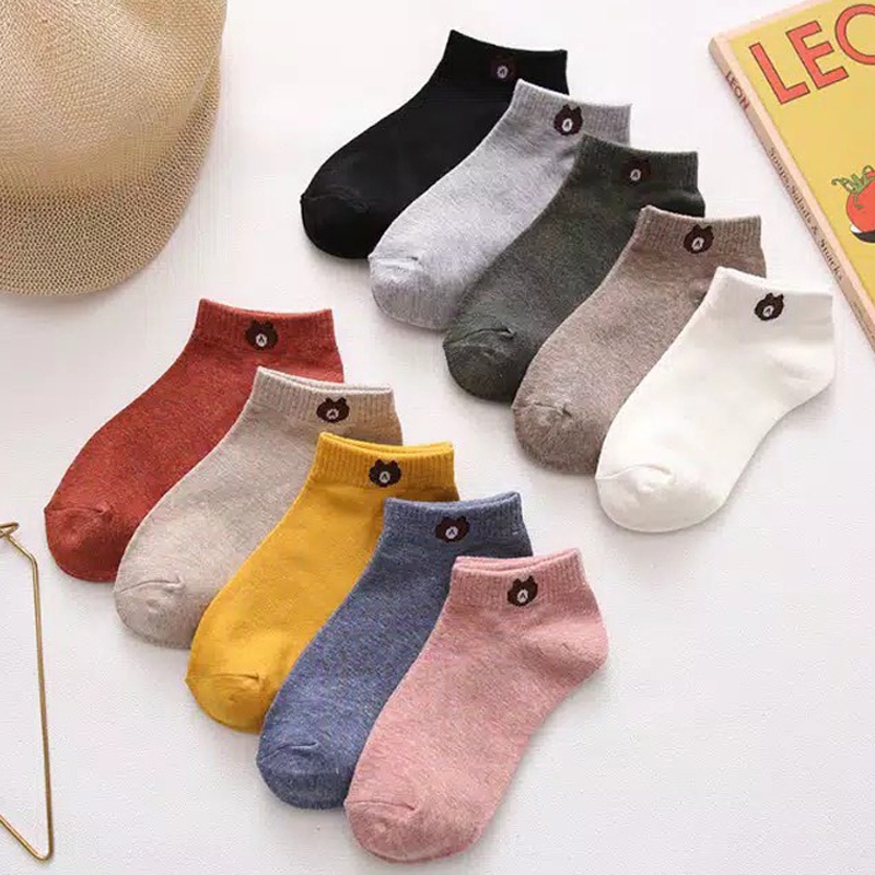 Kaos Kaus Kaki Pendek Wanita Pria Semata Kaki Ankle Socks Murah Motif Beruang OSM KK0002