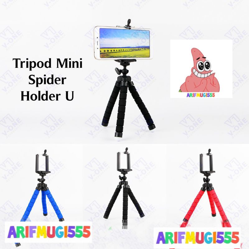 Tripod Mini Spinder Cagak Hp Holder Model U Original