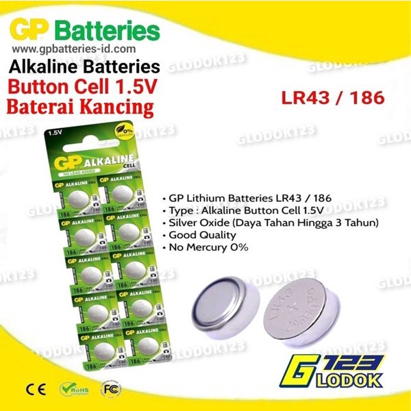 Baterai Battery Batre Jam Kancing Koin Bulat LR41 LR43 LR44 LR55 LR626