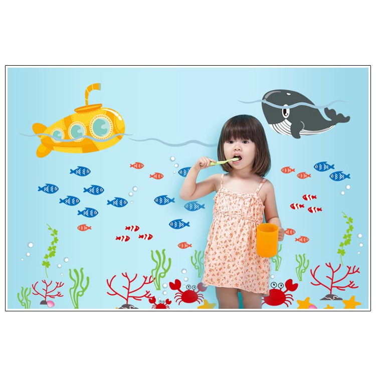 RELIZA WALL STICKER | Stiker Dinding 60X90 IKAN HIU LUMBA DOLPHIN KAMAR MANDI FISH DF5092