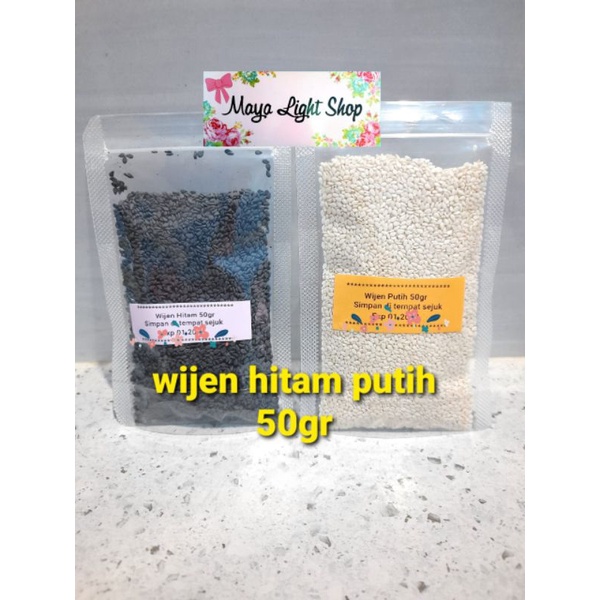 Biji wijen putih wijen hitam 50gr 100gr sesame seed organic white black sesame halal bahan sushi taburan kimbap gimbap kimchi