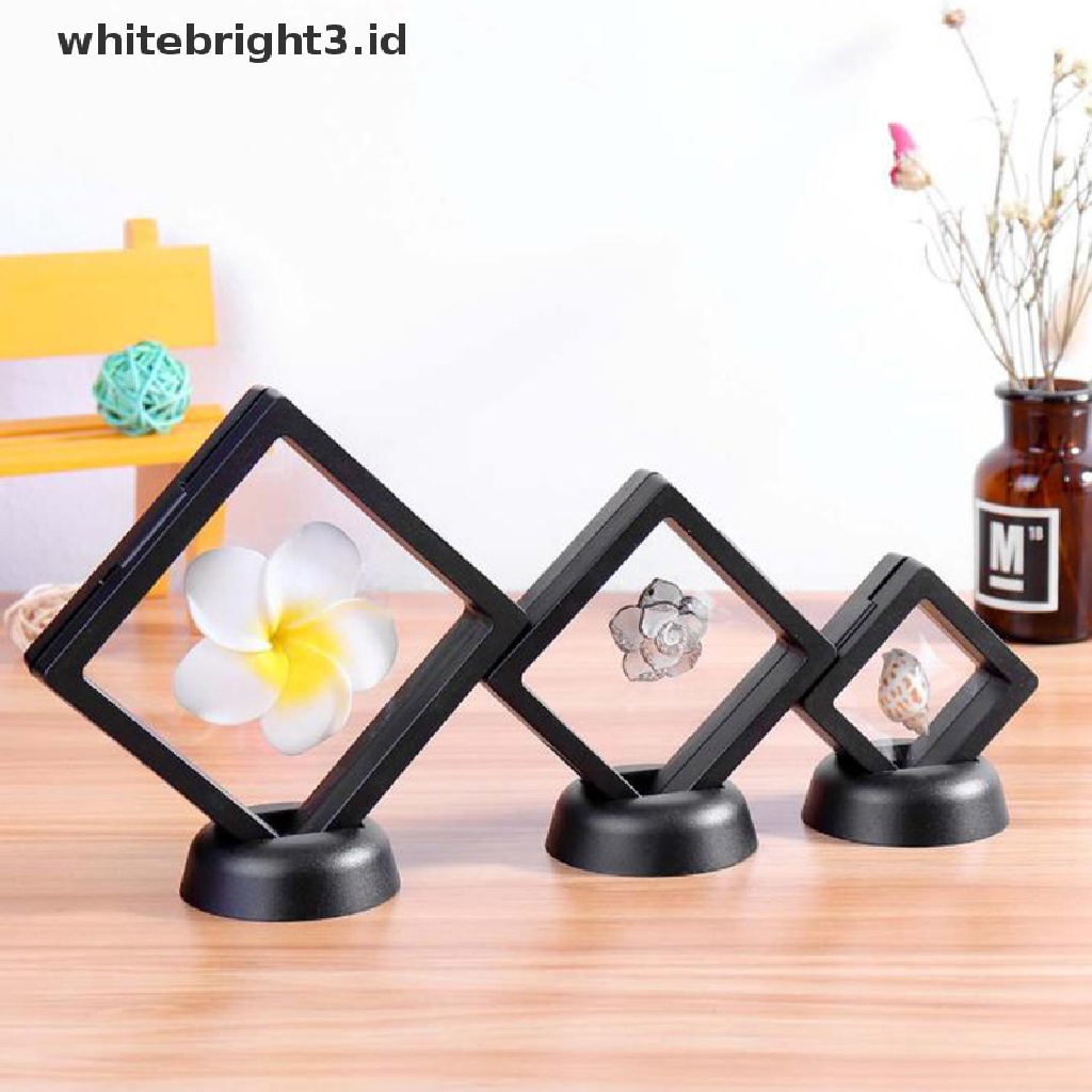 (whitebright3.id) Kotak Display Perhiasan / Koin 3D Bentuk Persegi Dengan Stand