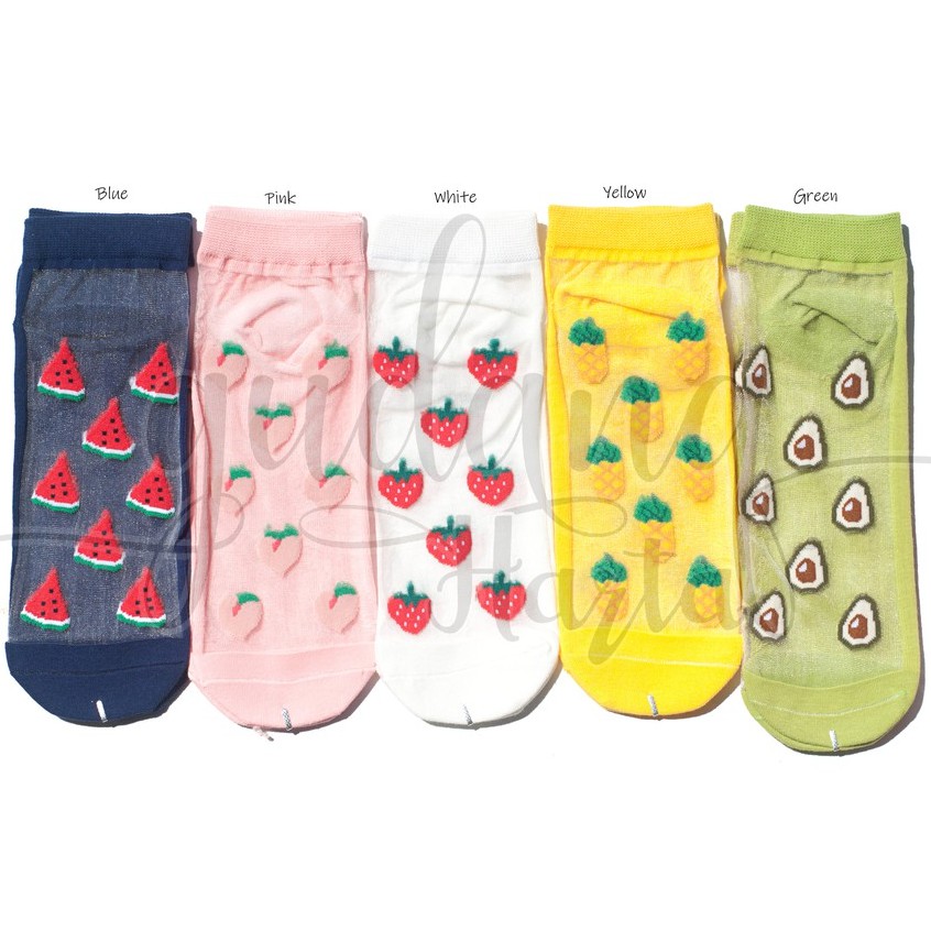 Kaos Kaki Wanita Panjang Lace Fruit Sock Pineaple Peach Strawbery GH 103122