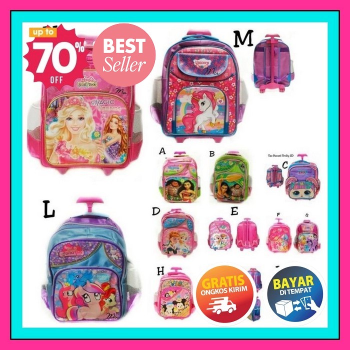 Best Seller Tas Troli / Trolley Anak Perempuan Sekolah Uk. Sd Embos Tas Anak Perempuan / Tas Trolley