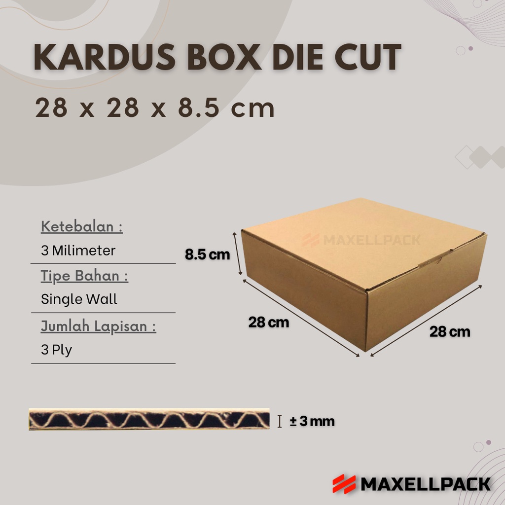 

Kardus Box Die Cut 28x28x8,5 CM Kotak Dus Packing Pizza Besar Polos