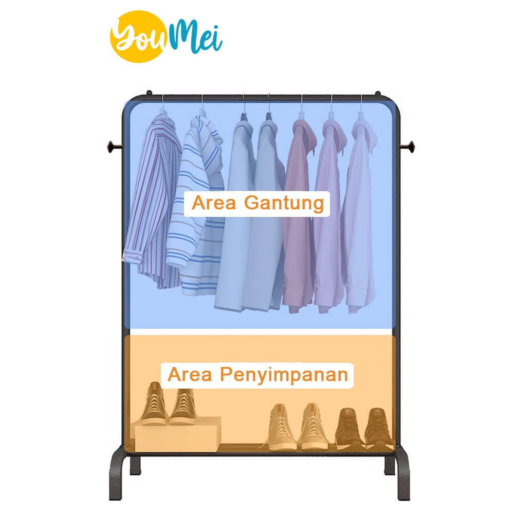 Standing Rak Hanger Serbaguna Rak Besi Rak Topi Rak Sepatu Mudah Dirakit - 1013