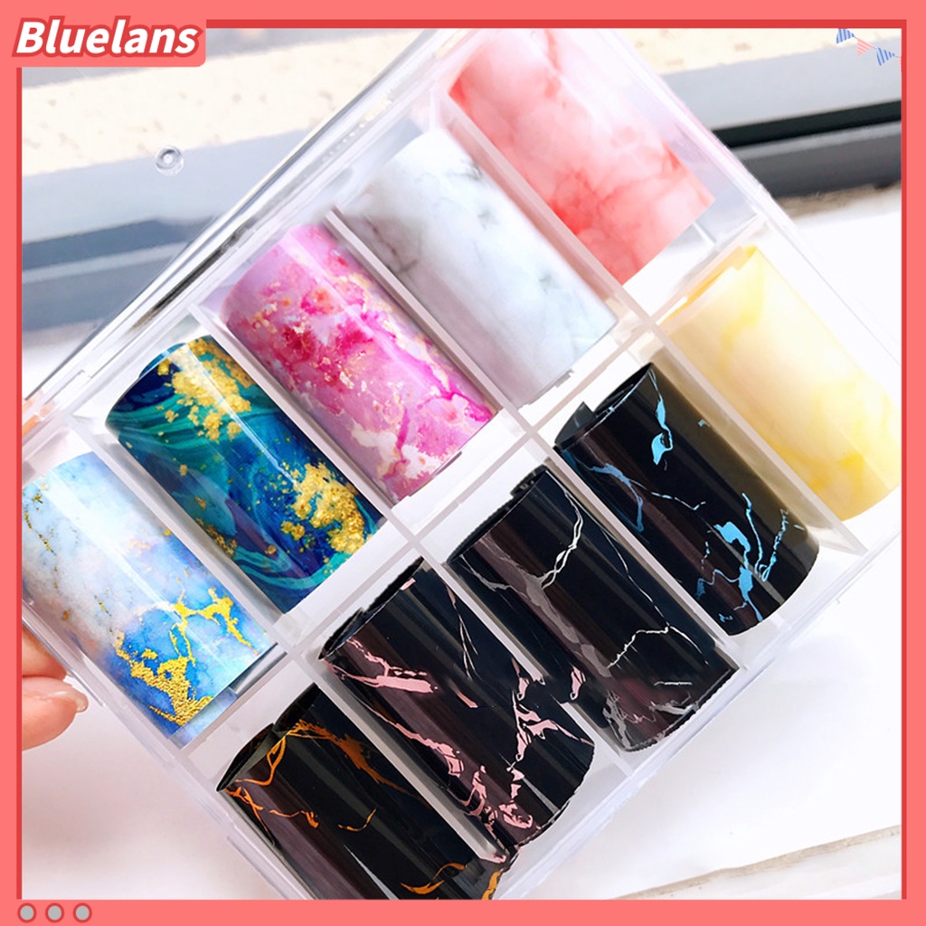 Bluelans 10 Rol / Kotak Stiker Kuku Motif Print Warna-Warni Bahan PVC Untuk Aksesoris Manicure Wanita