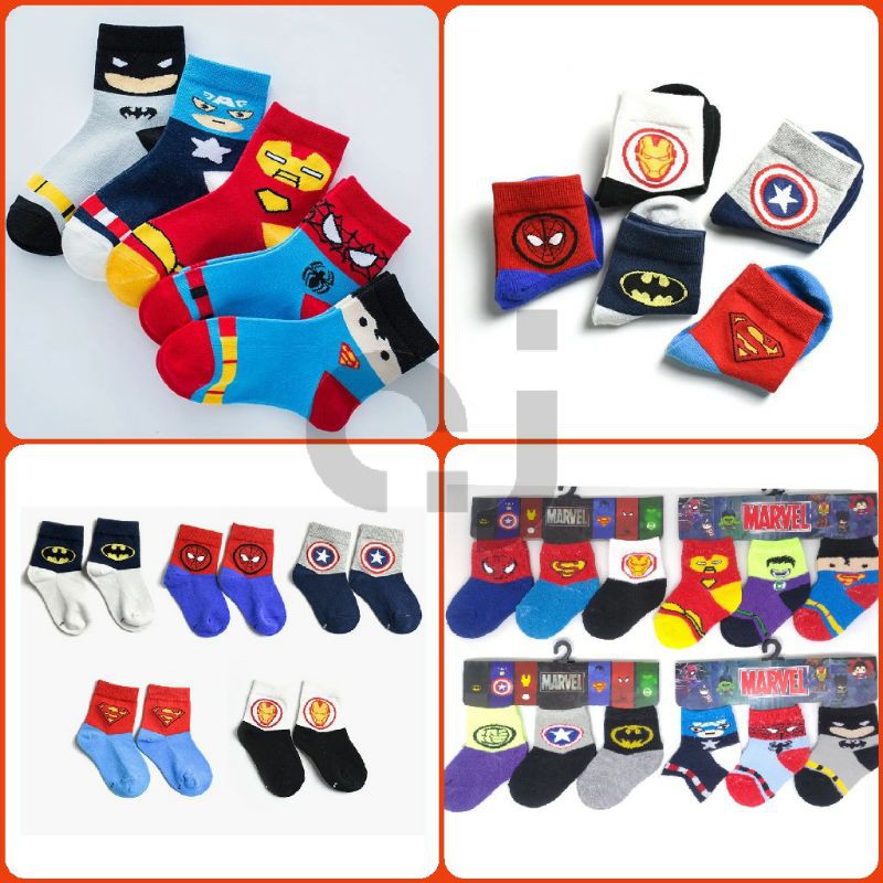 TOKO KL | kaos kaki anak bayi laki laki motif superhero 3in 1 [ isi 3 pasang ]