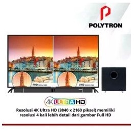 LED TV 55 Inch Polytron 4K UHD Android TV Cinemax Soundbar