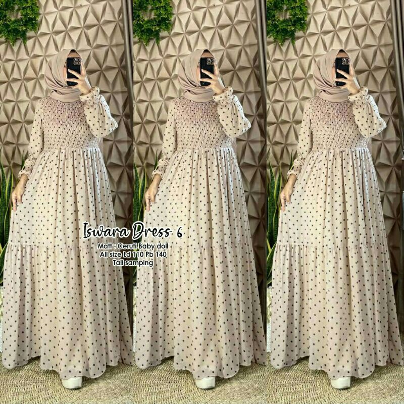 A31 Iswara Dress 6 Matt : Ceruty Babydoll , Resleting belakang, All size Ld 110 Pb 140,