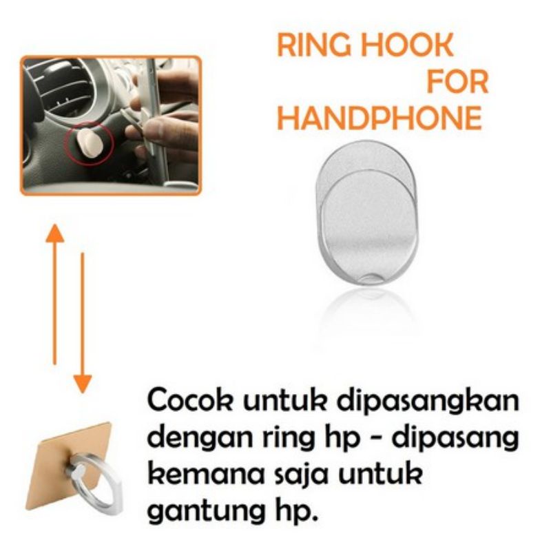 Plastik Hook Ring Stand 4 Pcs Tempel Cantolan Ring HP Gantungan Kabel Charger Cas Kunci