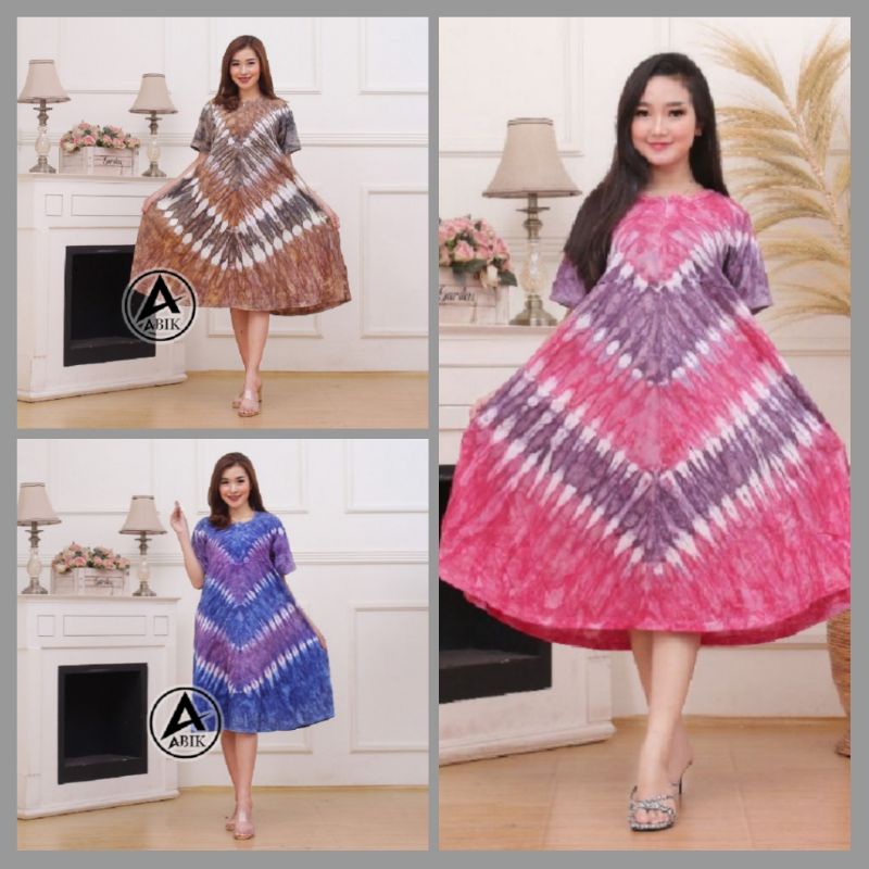 DASTER LENGAN PENDEK KAOS TIE DYE MODEL ZIPPER V PAYUNG JUMBO RESLETING BUSUI IBU HAMIL