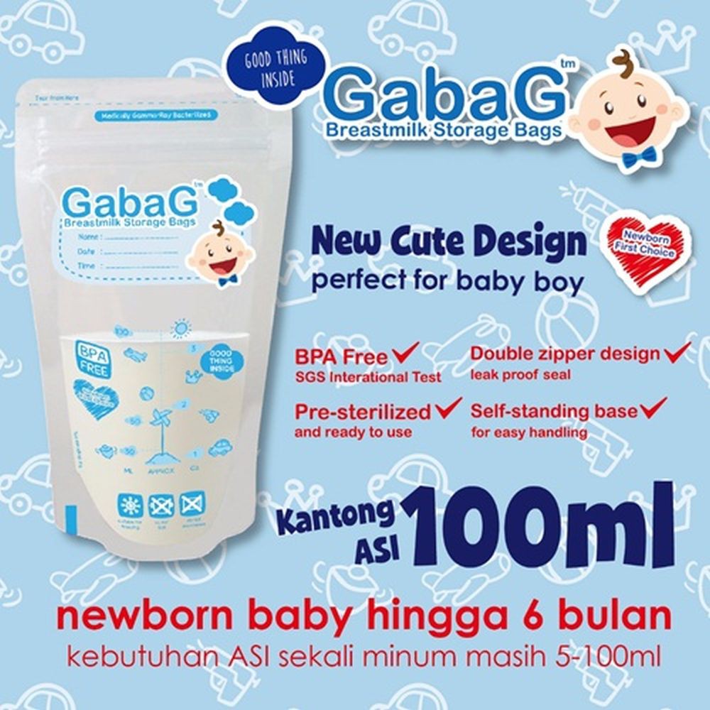 Gabag Kantong Asi New Born 100 ml Kantung Asi Warna Biru 
