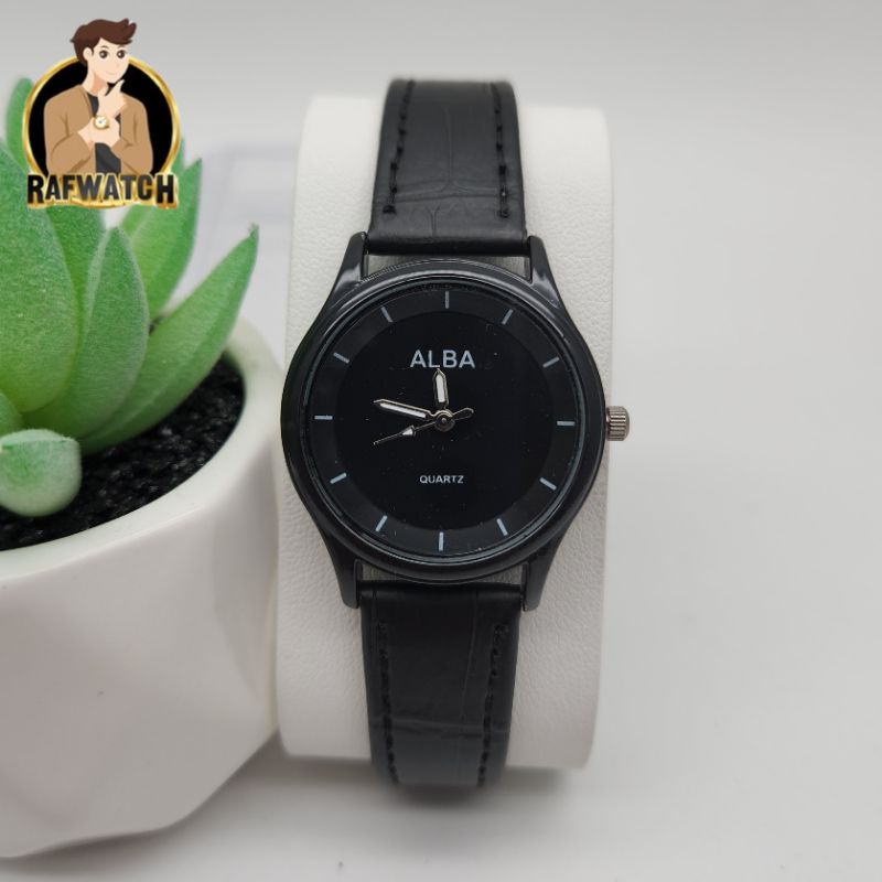 Jam Tangan Wanita Alba Rantai Casual Hitam Putih