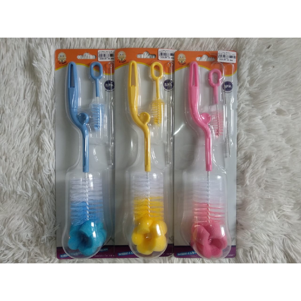 I.Q Baby Sikat Botol Susu 2 IN 1/ Spin Head Baby Brush/ Pembersih Botol Susu Bayi