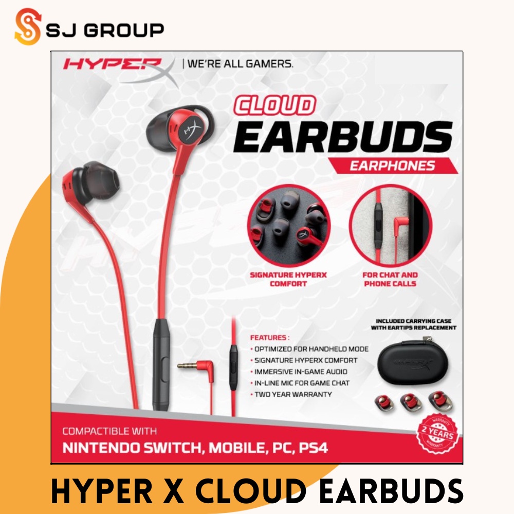 HyperX Cloud Earbuds Headset Gaming Kingston Hyper X with Mic