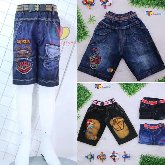 Celana Jeans Anak 3-5 Tahun Celana Pendek Jeans Anak Cowok Pinggang Karet Motif NKB-1461